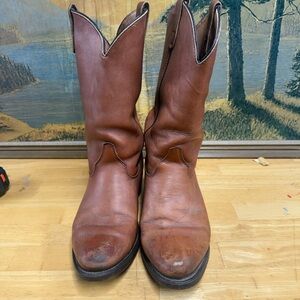 Double H Classic Men's Brown Leather Western Boots, size 8, fair condition